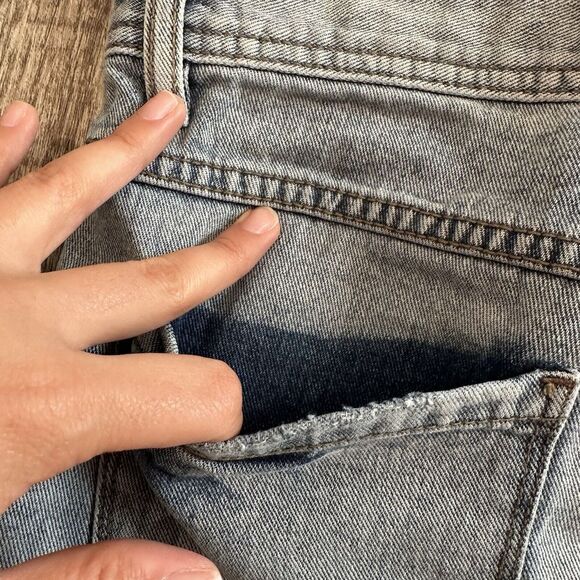 Free People Denim Short Shorts 26 Low Rise Raw Hems Button Fly Distressed - Picture 11 of 12